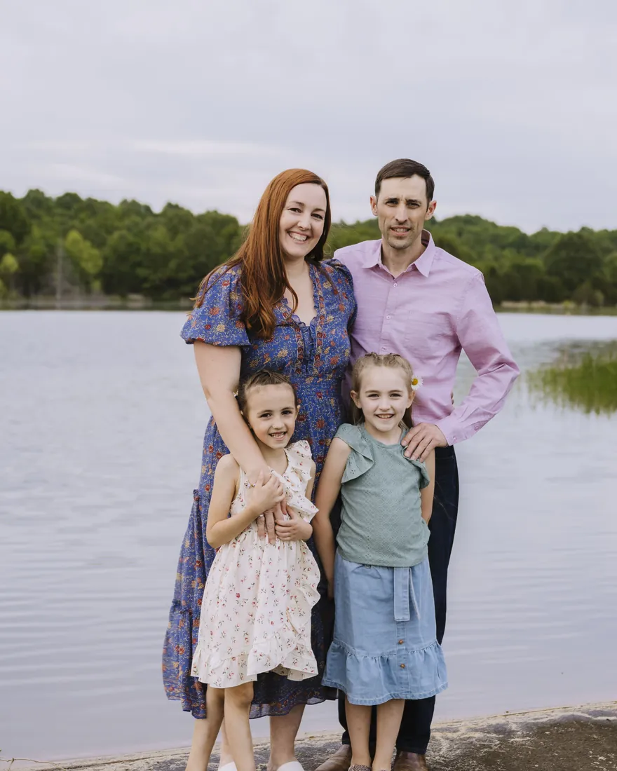 Lindsay and Mike DiPierdomenico with their family at the lake