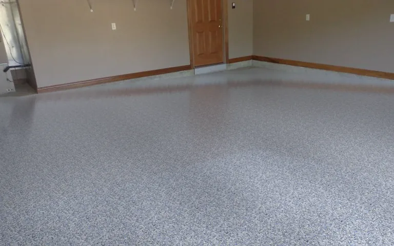 The same garage with a glossy Torginol Comet flake floor in the floor visualizer